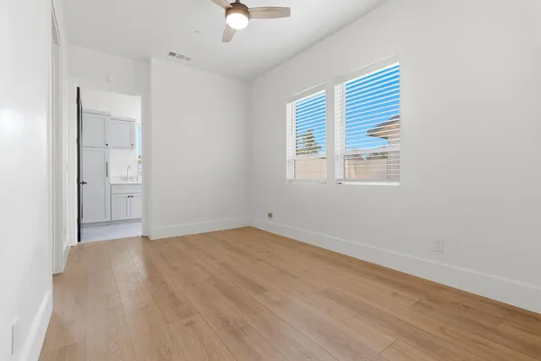 a view of an empty walk in closet