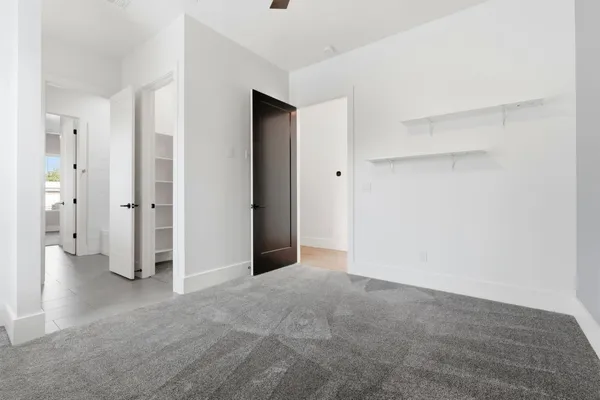 an aerial view of a house with a garden