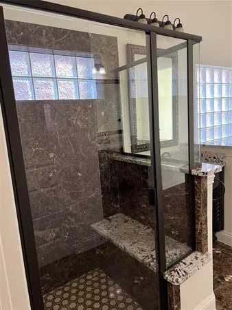 a bathroom with a shower