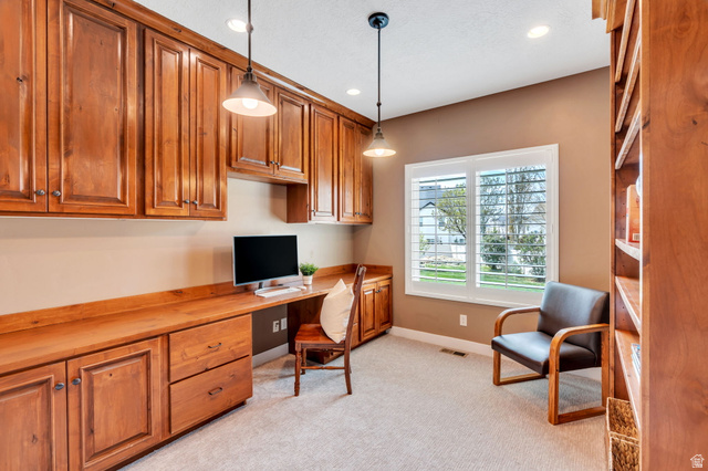 1355 West 1000 South Mapleton, UT 84664 - Photo 23 of 74 Office featuring built in study area, recessed lighting, and light carpet