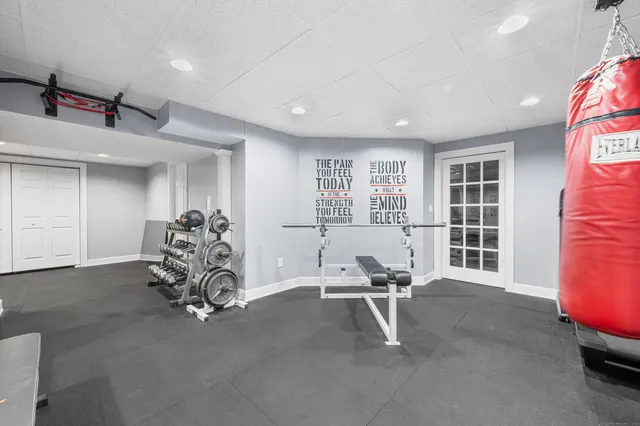 a view of a room with gym equipment