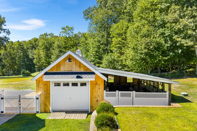 a view of a swimming pool with an ocean view