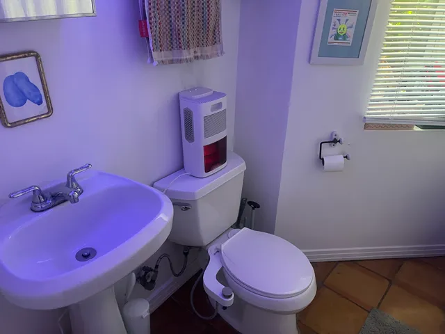 a bathroom with a sink and toilet