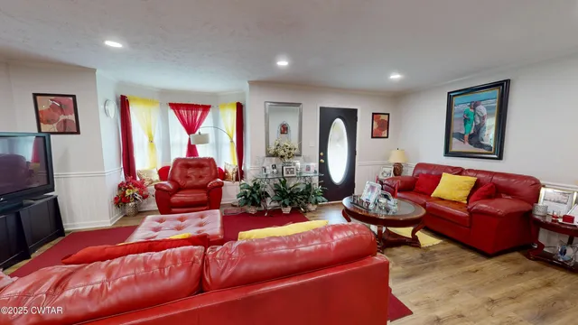 a living room with furniture