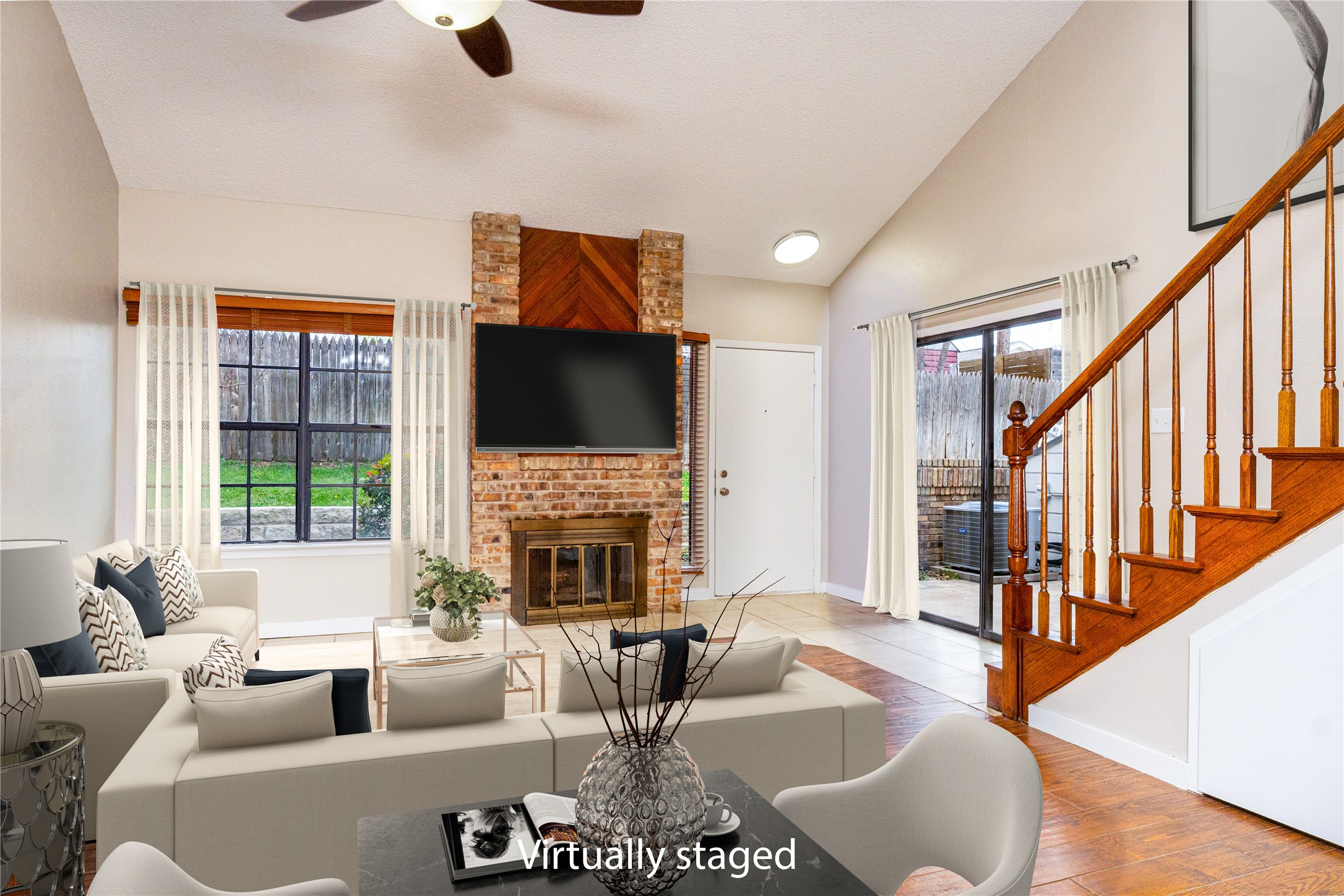 1748 Ohlen Road, Unit 3 Austin, TX 78757 - Photo 2 of 30 Open living room with vaulted ceiling