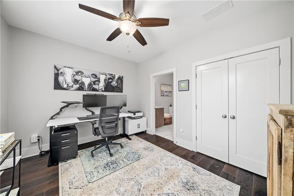 108 Canton Way Roswell, GA 30075 - Photo 25 of 46 a view of a workspace with wooden floor and a window