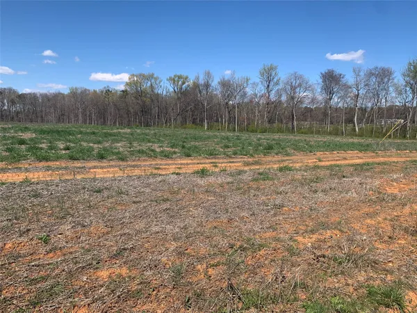 a view of a field with trees in the background