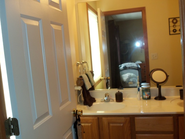2031 Lisbon Road, Unit B Morris, IL 60450 - Photo 17 of 21 a bathroom with a granite countertop sink and a mirror