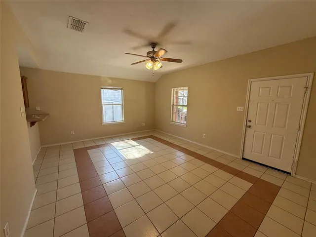 a view of a livingroom with a window