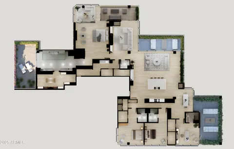 a living room with furniture