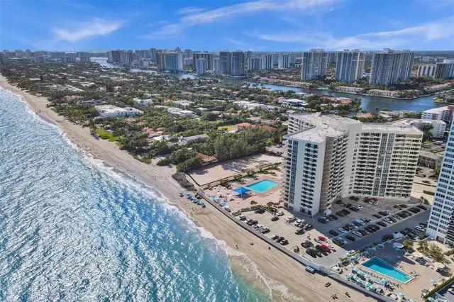 a city view with tall buildings