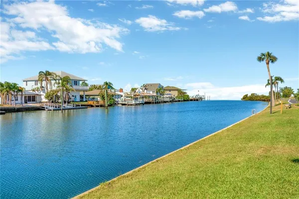 a view of a lake with houses