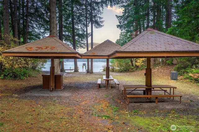 a backyard of a house with seating space