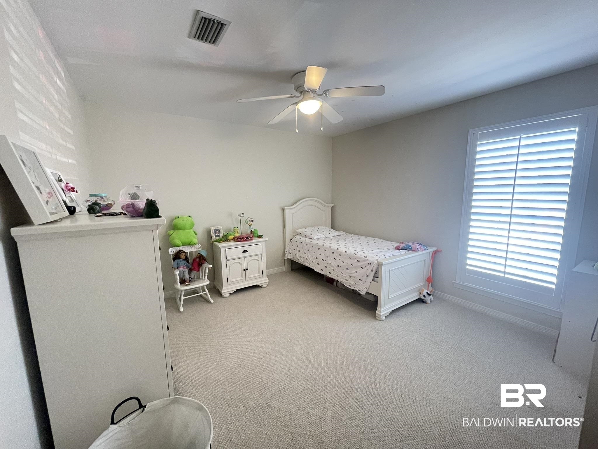 35405 Pine Road South Stapleton, AL 36578 - Photo 17 of 29 Bedroom featuring light carpet and ceiling fan
