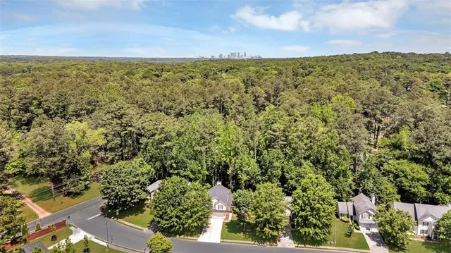 a view of a city with an outdoor space