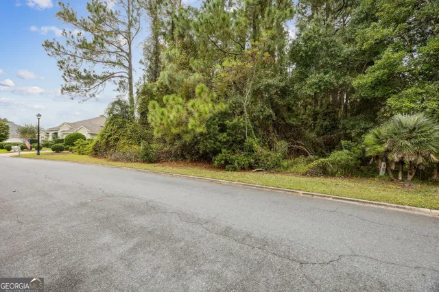 a view of a road with a yard