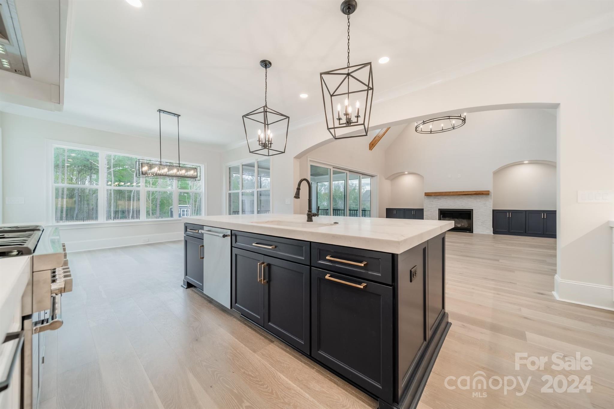 10829 Caroline Acres Road Fort Mill, SC 29707 - Photo 7 of 21 a kitchen with stainless steel appliances granite countertop a sink a stove and a wooden floor