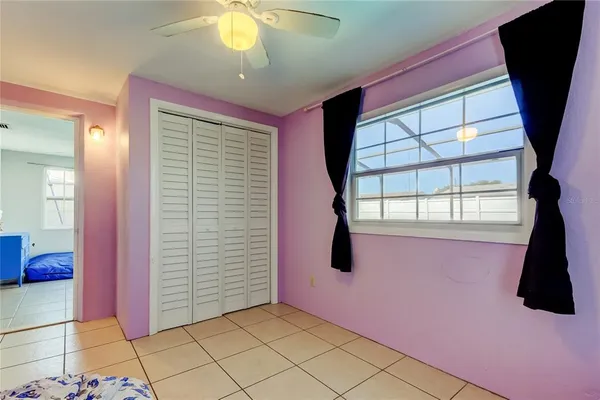 a view of a room with a window