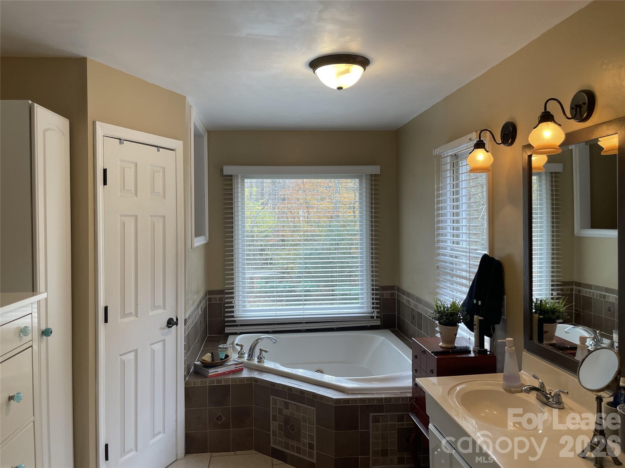 3800 Oldfield Road Charlotte, NC 28226 - Photo 16 of 32 a bathroom with a tub sink and a mirror