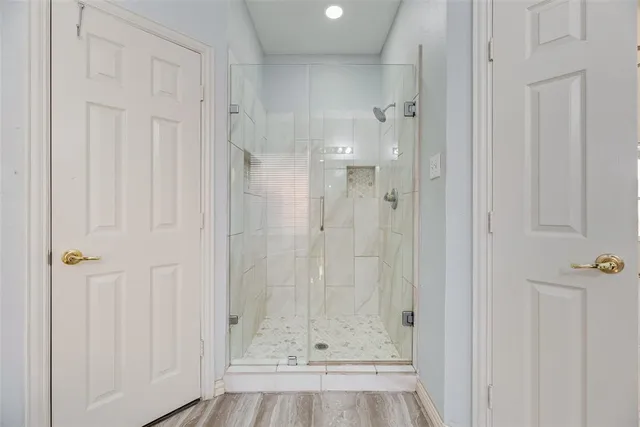 a view of bathroom with shower