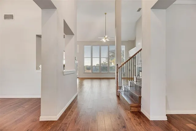 a view of entryway with wooden floor
