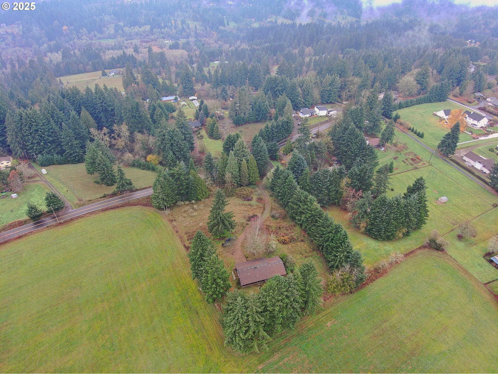 19409 Northeast Mattson Road Brush Prairie, WA 98606 - Photo 40 of 44 an aerial view of a house with a yard and lake view