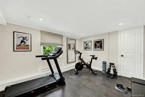 a view of a room with gym equipment