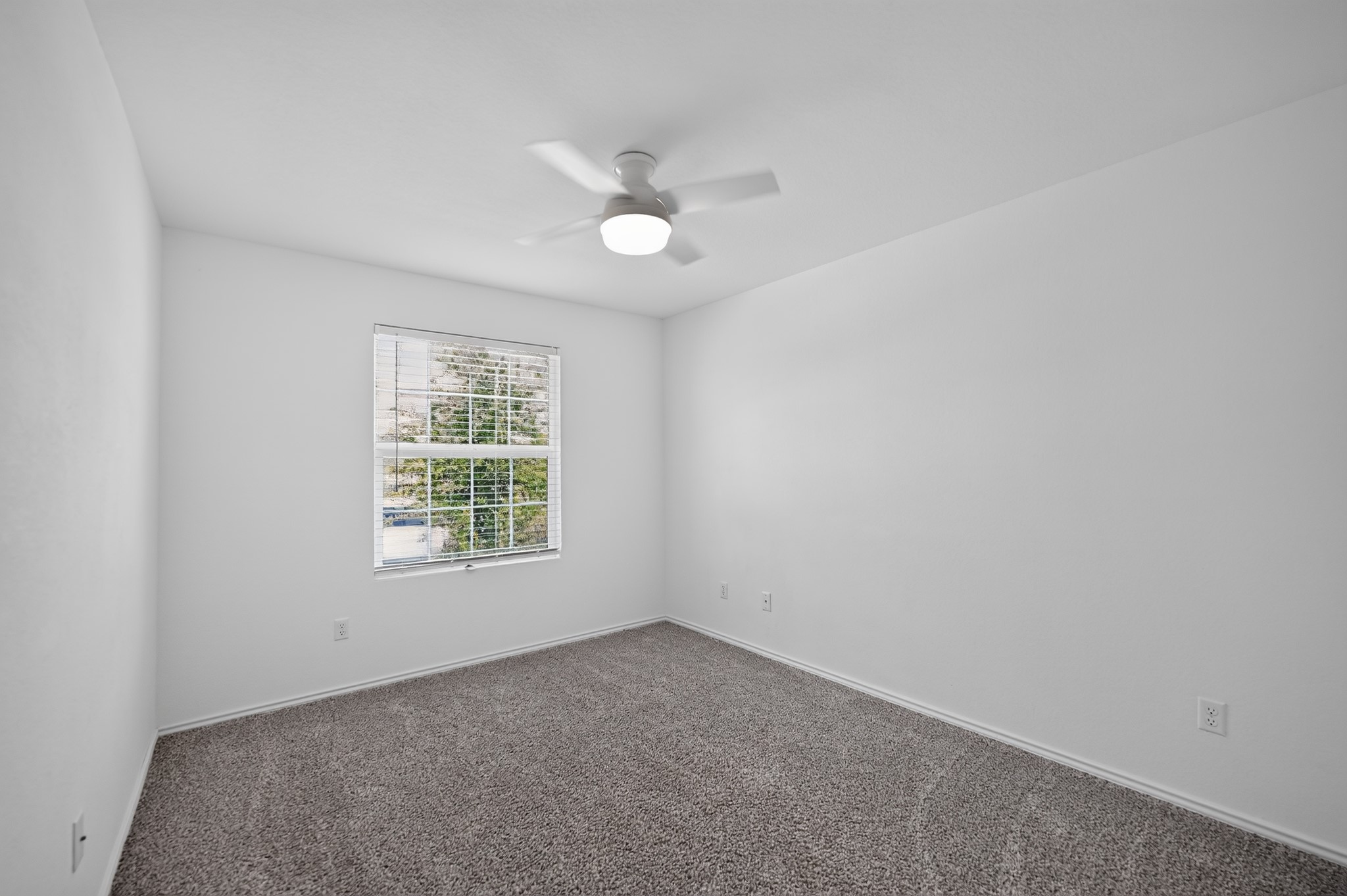 128 Konik Road Georgetown, TX 78626 - Photo 15 of 34 A well-lit bedroom features plush carpet and a window overlooking lush greenery.