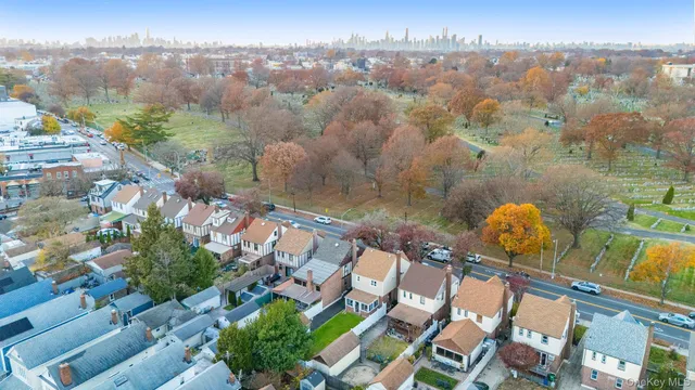 a view of a lake in middle of the town
