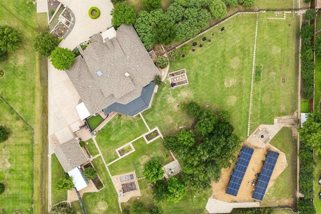 5802 Corinth Chapel Road Parker, TX 75002 - Photo 38 of 40 Aerial view of the home. Gutters feature leaf filters and connect to rain barrels at every downspout, saving water and cutting maintenance.