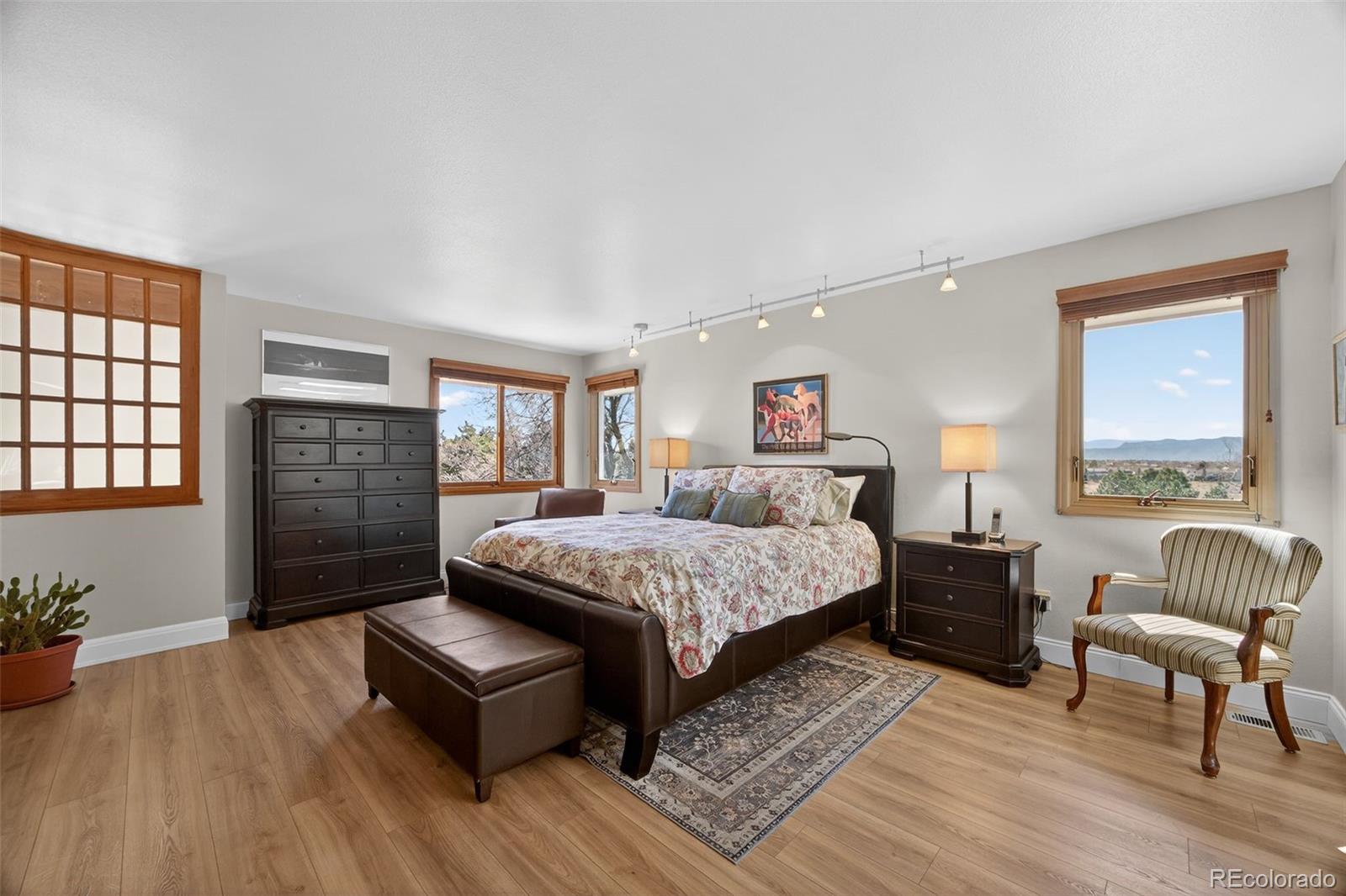 2452 Terraridge Drive Highlands Ranch, CO 80126 - Photo 19 of 50 a bedroom with a large bed couch and a window