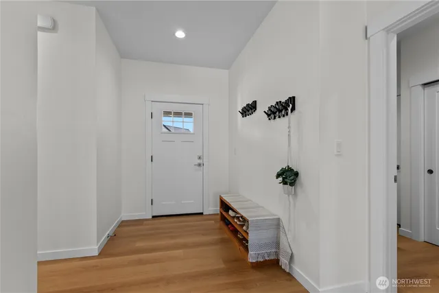 a view of a hallway with closet