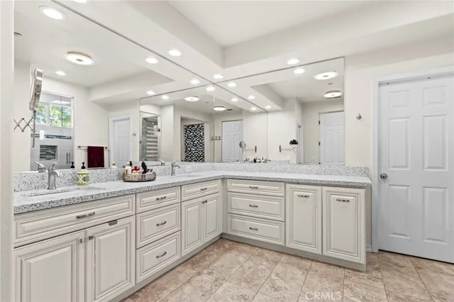 a view of a yard with a house in the background