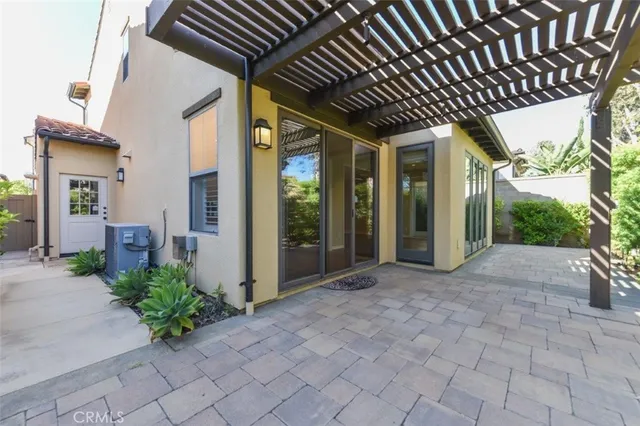 a view of a porch with seating space