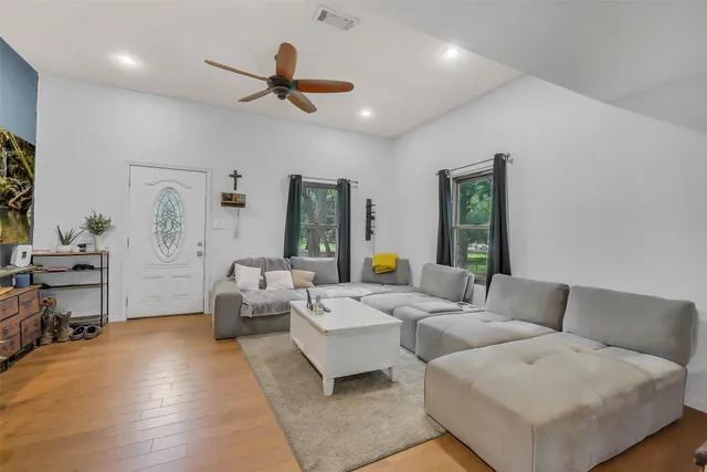 a living room with furniture