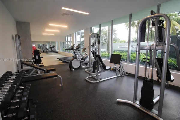 a view of a room with gym equipment