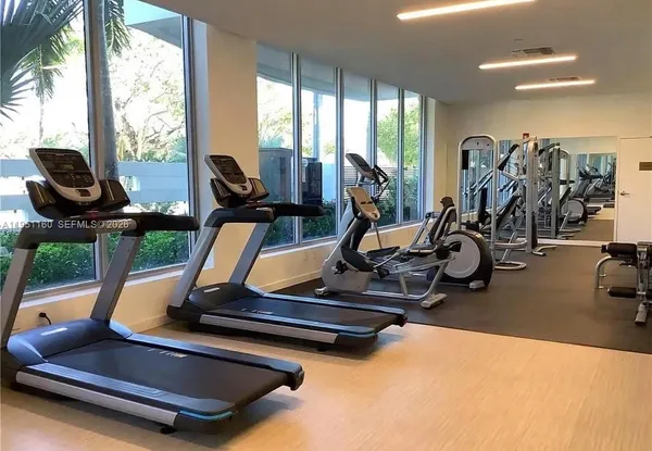 a view of a room with gym equipment