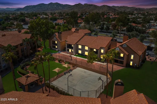 an aerial view of a house