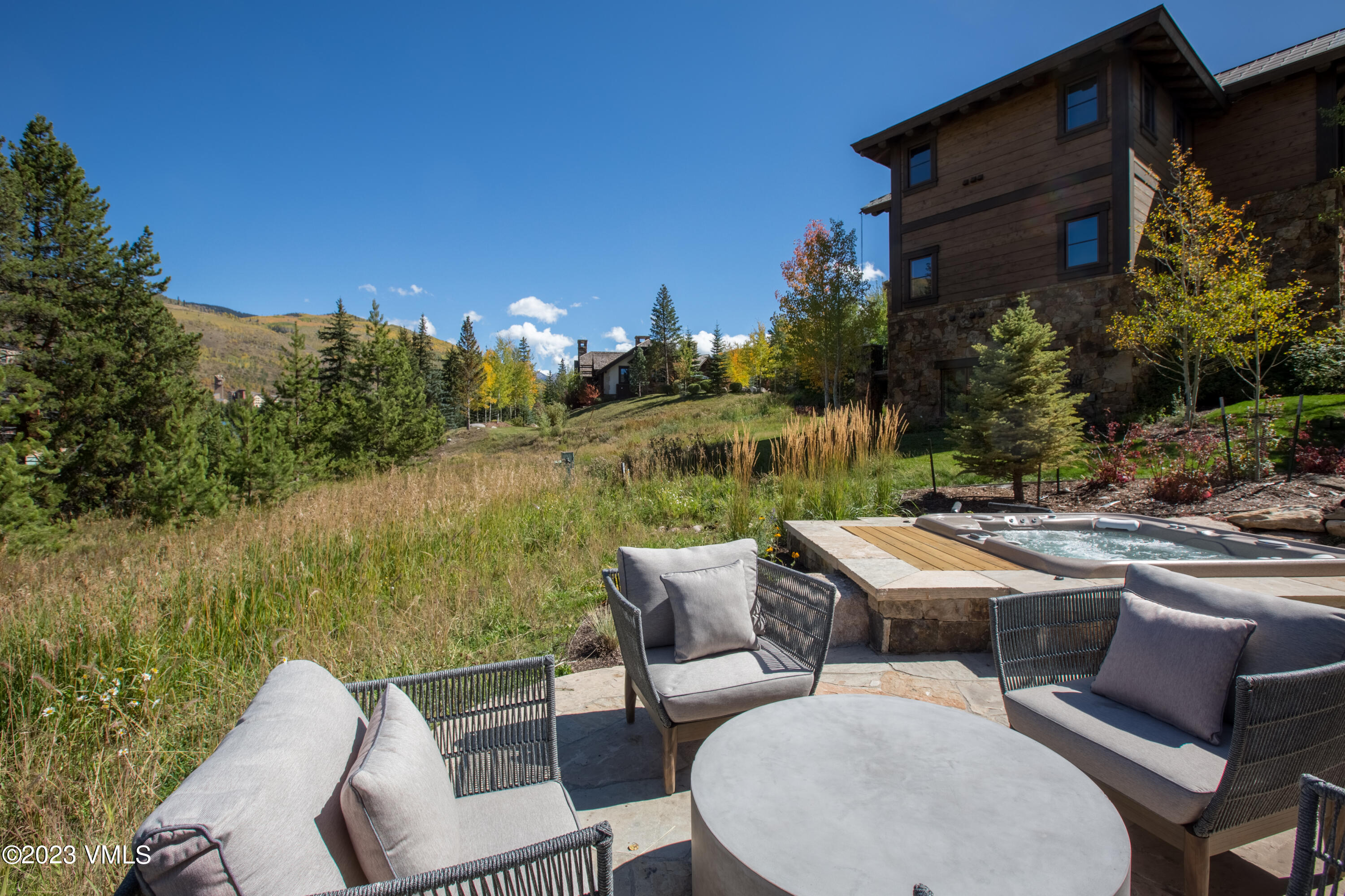 645 West Forest Road Vail, CO 81657 - Photo 48 of 48 a backyard of a house with table and chairs