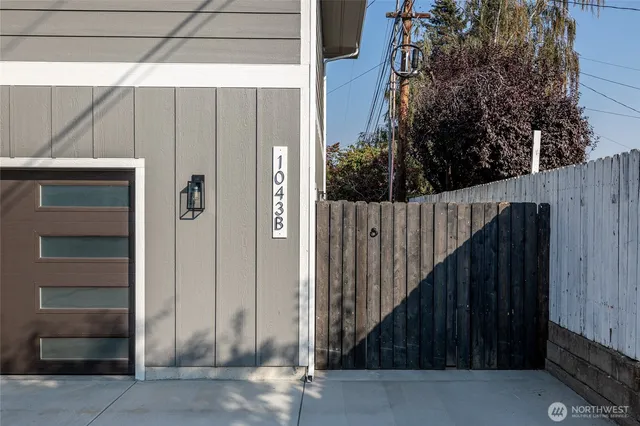 a view of a wooden door