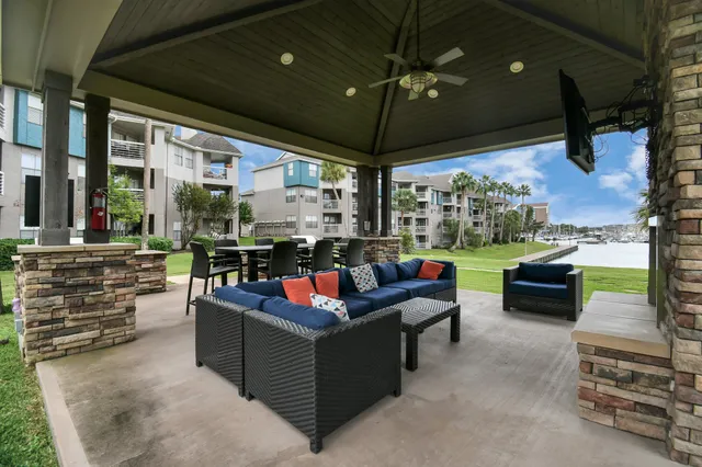 a view of a park with a slide