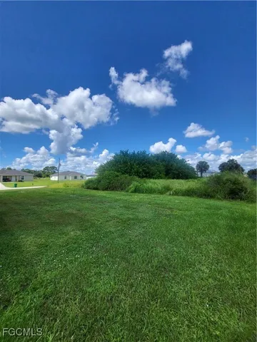 a view of a big yard with lots of green space