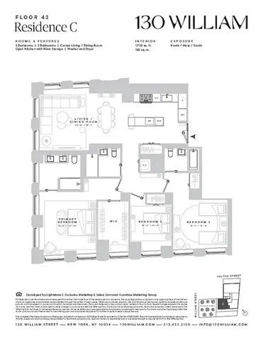 $3,595,000 | 130 William Street, Unit 43C | Financial District