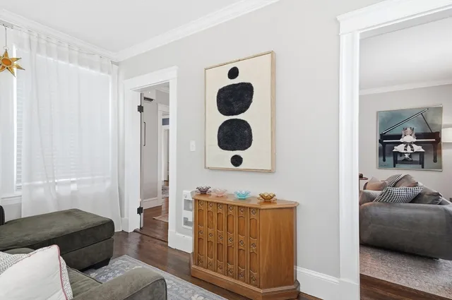 a view of a hallway with washer and dryer