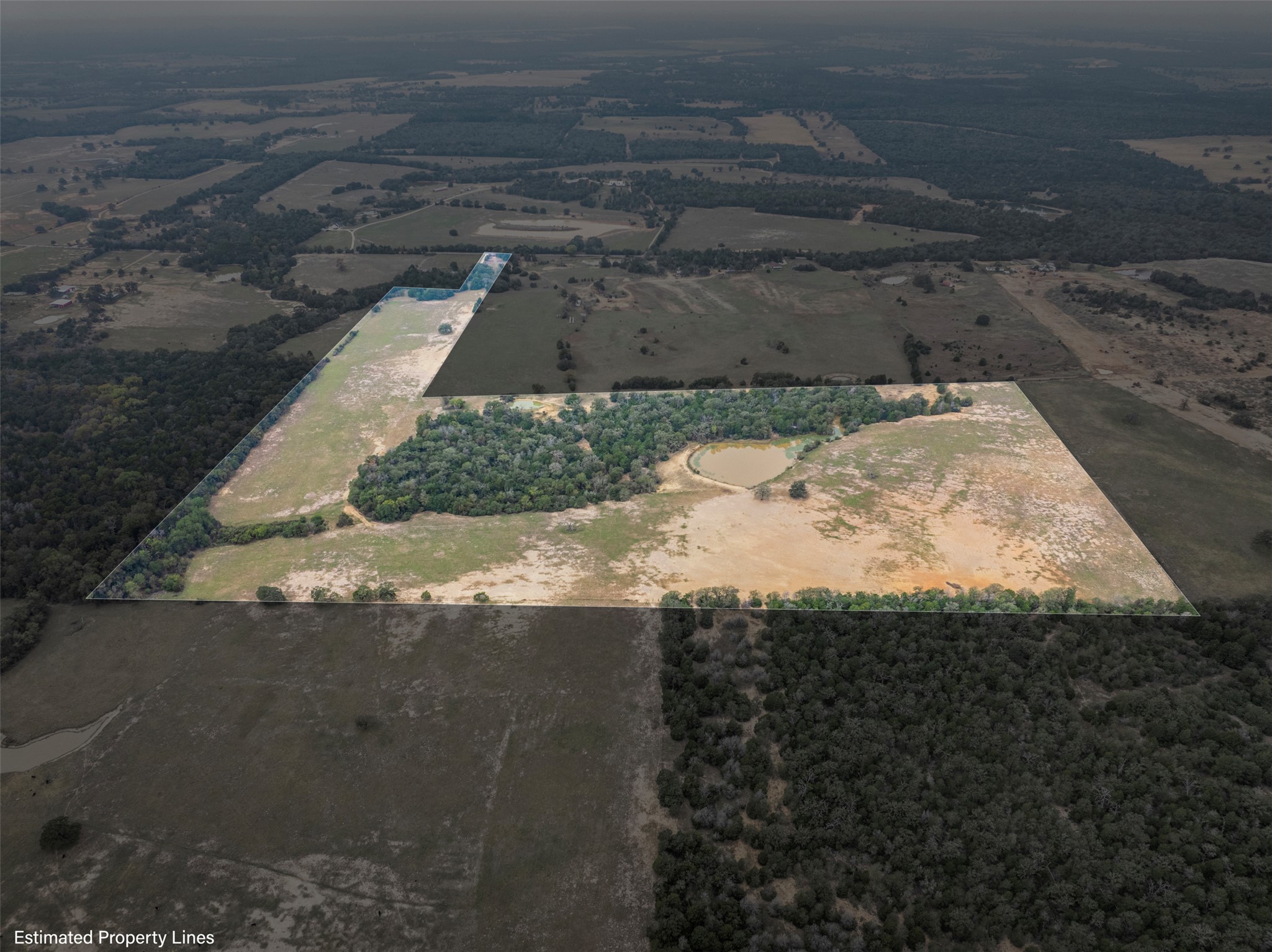 0 Stockade Ranch Road Paige, TX 78659 - Photo 31 of 37 Aerial view of property and surrounding area