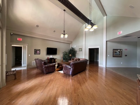 203 Kelly Road, Unit 114 Clemson, SC 29631 - Photo 32 of 37 Soaring vaulted ceilings and polished hardwood flooring define this expansive open living space.
