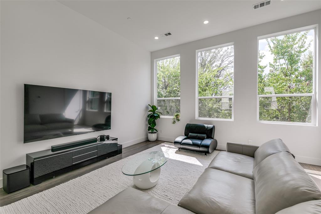 2908 Raleigh Street, Unit 204 Dallas, TX 75219 - Photo 16 of 25 a living room with furniture and a flat screen tv