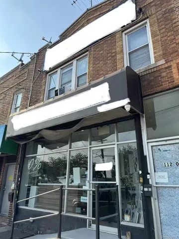 a view of a building with a door