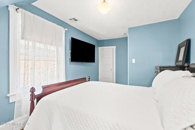 a view of a building with a large window