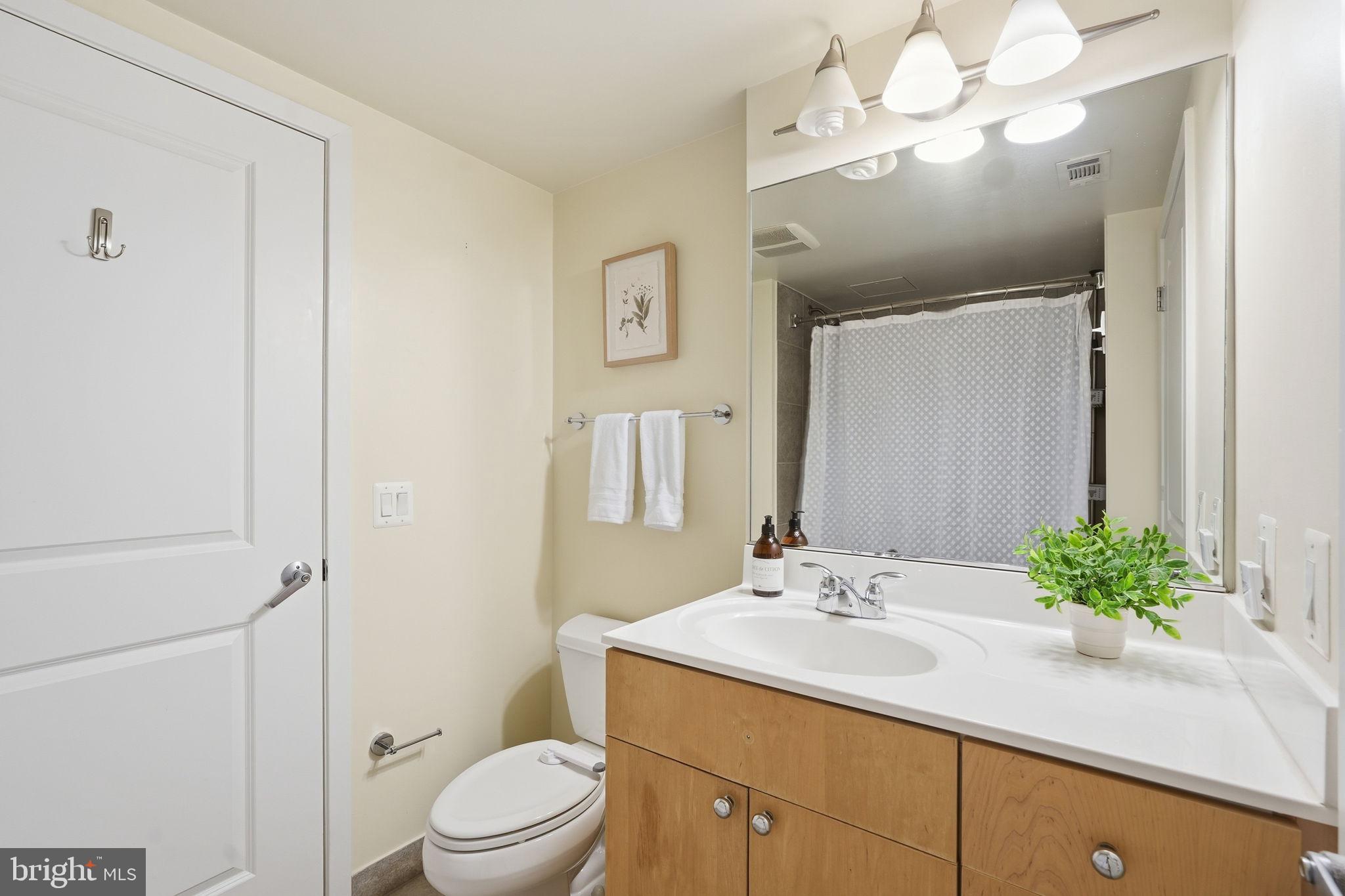 820 North Pollard Street, Unit 504 Arlington, VA 22203 - Photo 20 of 27 a bathroom with a sink a toilet and a mirror